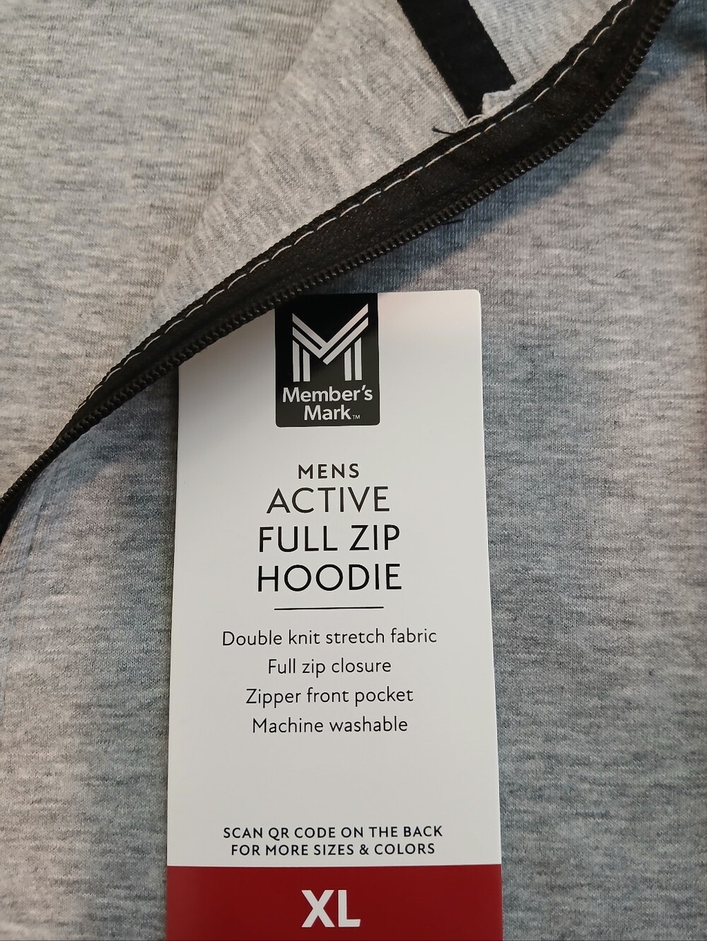 Member's Mark Men’s Active Full Zip Hoodie - Light Gray, XL